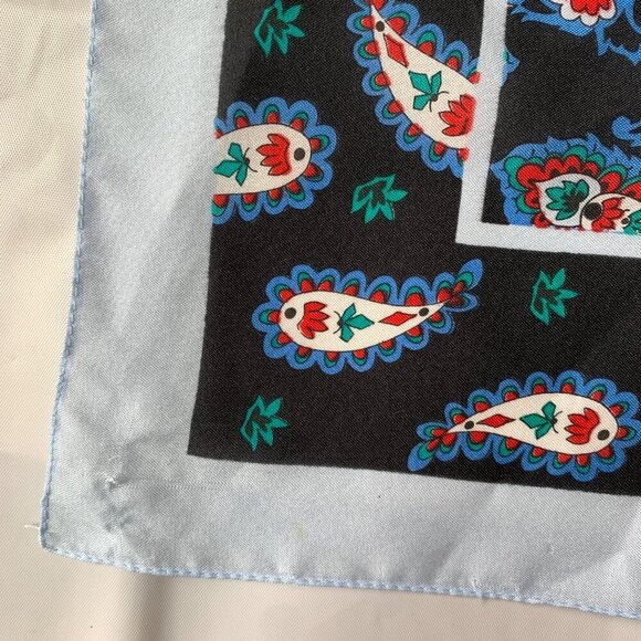 Sarah Coventry Vintage Scarf Paisley Black Blue Red - Picture 3 of 5